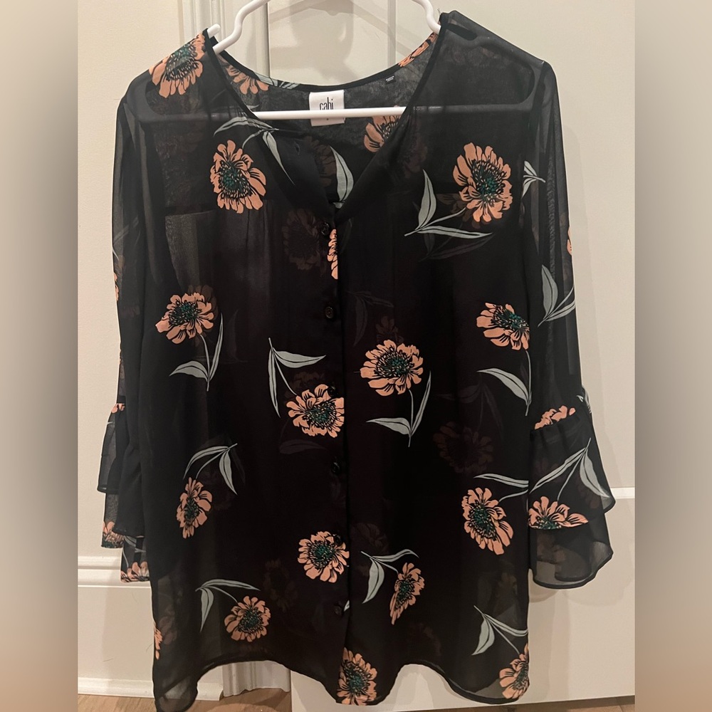 Cabi Button Up Long Sleeve Top Size Small